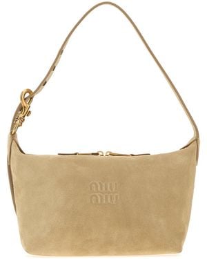 Miu Miu Borsa a spalla in pelle scamosciata beige - Multicolore