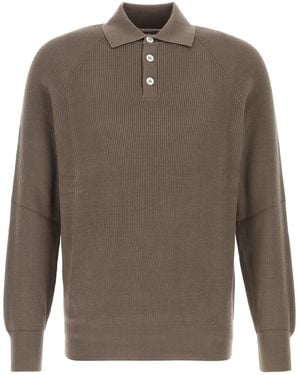 Brunello Cucinelli Mud Cotton Polo Shirt - Brown