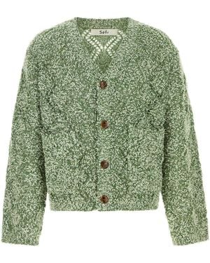 Séfr Melange Green Wool Blend Oversize Abain Cardigan