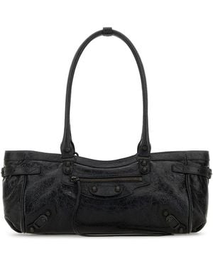 Balenciaga Black Leather Le City East-west Shoulder Bag
