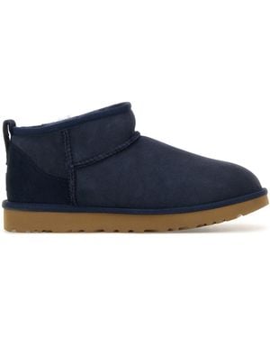 UGG Navy Blue Suede Classic Ultra Mini Ankle Boots
