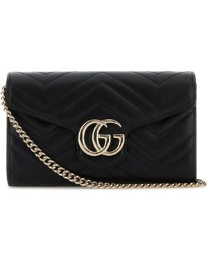 Gucci Portafoglio GG Marmont in pelle nera - Nero