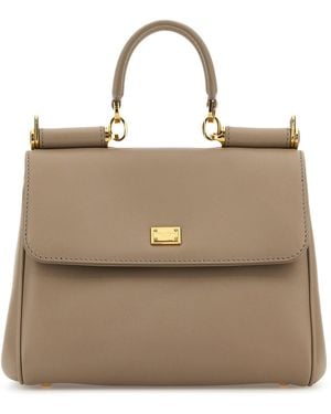 Dolce & Gabbana Cappuccino Leather My Sicily Handbag - Natural