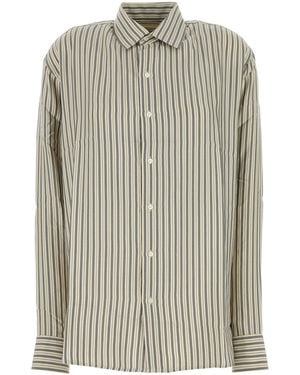 LeKasha Embroidered Silk Oversize Songino Shirt - Grey