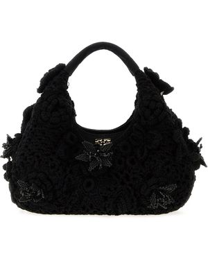 Ganni Black Crochet Handbag