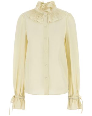 Valentino Garavani Cream Crepe Shirt - Yellow