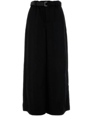 Sacai Wool Wide-Leg Pant - Black