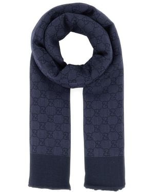 Gucci Foulard in misto lana ricamata - Blu