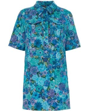 Chloé Printed Drill Mini Dress - Blue