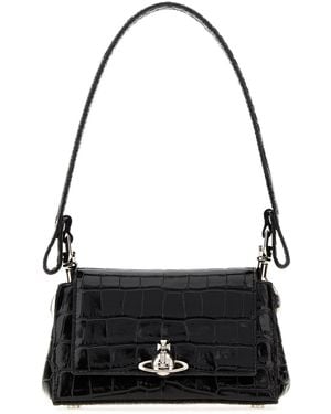 Vivienne Westwood Black Leather Small Hazel Shoulder Bag
