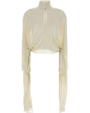 Alaïa Cream Crepe Blouse - White