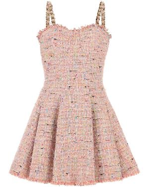Balmain Multicolor Tweed Mini Dress - Pink