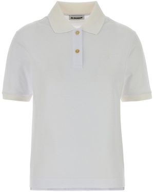 Jil Sander White Piquet Polo Shirt
