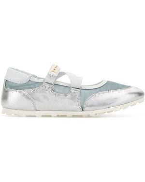 Marni Logo Ballet Flats - White