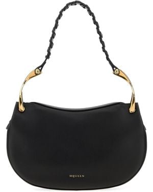 McQueen Black Leather Wishbone Shoulder Bag