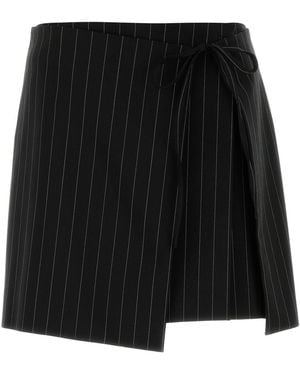 Sportmax Embroidered Stretch Wool Blend Fatti Mini Skirt - Black