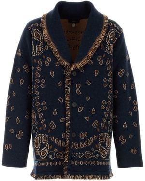 Alanui Embroidered Cashmere Bandana Cardigan - Blue