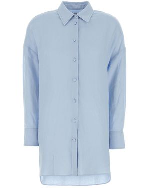 Agnona Pastel Light-blue Linen Shirt