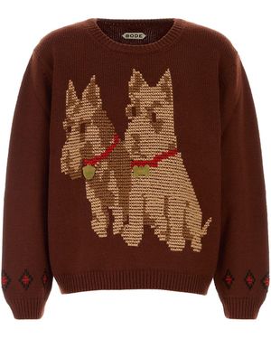 Bode Wool Oversize Scottie Jumper - Brown