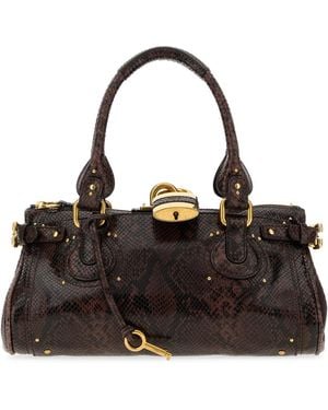 Chloé Borsa a spalla Paddington in pelle stampata - Nero