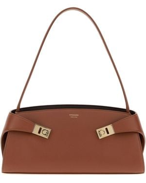 Ferragamo Caramel Leather Hug Shoulder Bag - Brown
