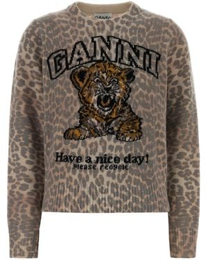 Ganni Printed Wool Blend Jumper - Multicolour