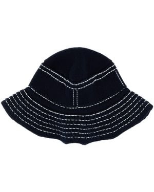 Barrie Navy Blue Cashmere Blend Bucket Hat