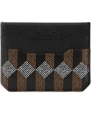 AU DEPART Printed Leather Card Holder - Black