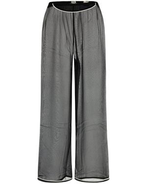 Bode Pantalone dalla gamba ampia in seta nera - Grigio