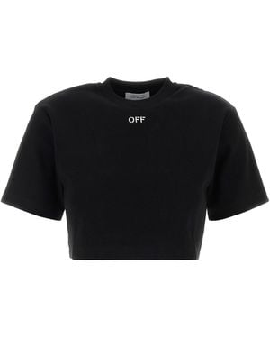 Off-White c/o Virgil Abloh Off Stamp Rib Cropped Tee - Black