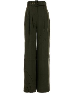 Zimmermann Olive Green Silk Palazzo Pant