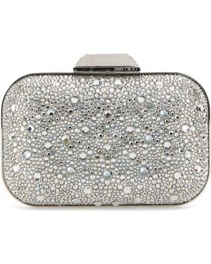 Jimmy Choo Embellished Fabric Cloud Clutch - Grey