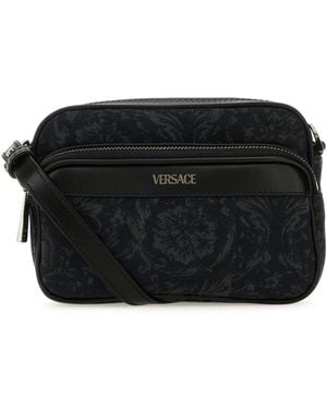 Versace Borsa a tracolla Athena in tessuto ricamato - Nero