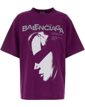 Balenciaga Purple Cotton Oversize T-shirt