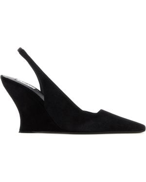 Alaïa Suede Wave Court Shoes - Black