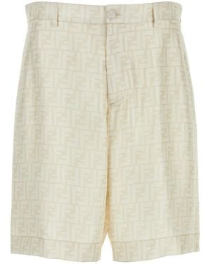 Fendi Bermuda in seta ricamata - Bianco