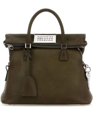 Maison Margiela Olive Green Leather Mini 5ac Handbag - Brown