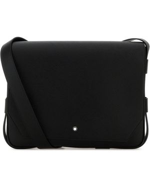 Montblanc Black Leather Messenger Crossbody Bag