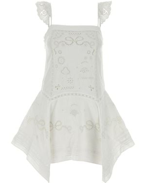 Self-Portrait White Linen Blend Dress