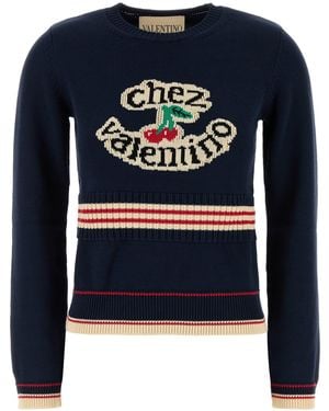 Valentino Garavani Navy Blue Cotton Jumper