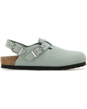 Birkenstock Mint Green Suede Tokyo Slippers