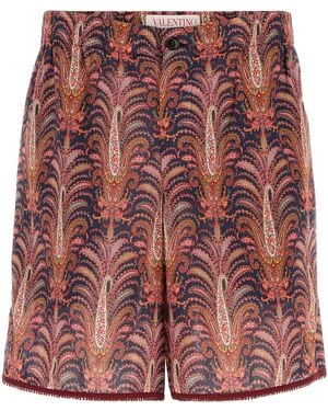Valentino Garavani Printed Cotton Bermuda Shorts - Red