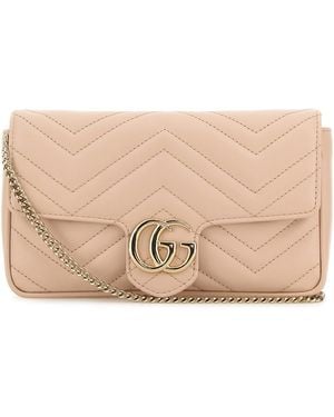 Gucci Clutch GG Marmont mini in pelle rosa pastello - Neutro