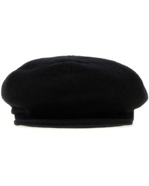 Yohji Yamamoto Solid Baker Boy Hat - Black