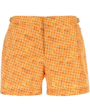 Orlebar Brown Printed Polyester Swimming Shorts - Orange