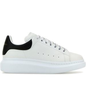 McQueen White Leather Trainers With Black Leather Heel