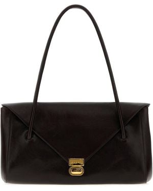 Marni Dark Brown Leather E/w Shoulder Bag - Black