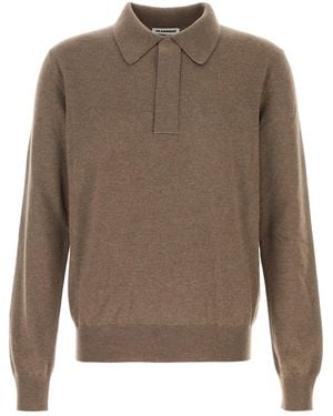 Jil Sander Mud Wool Polo Shirt - Brown