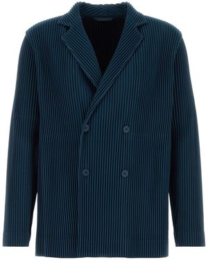 Homme Plissé Issey Miyake Navy Blue Polyester Blazer