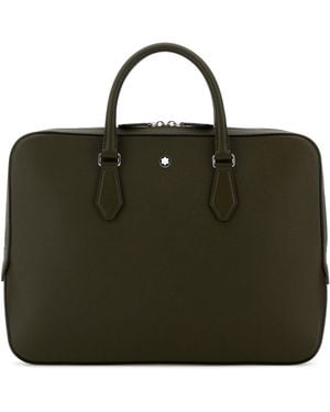 Montblanc Olive Green Leather Sartorial Briefcase - Black